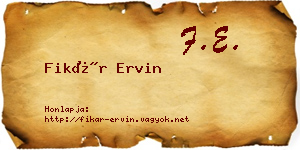 Fikár Ervin névjegykártya